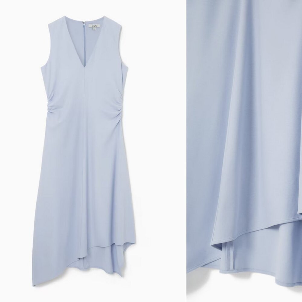 NWT COS GATHERED ASYMMETRIC MIDI DRESS